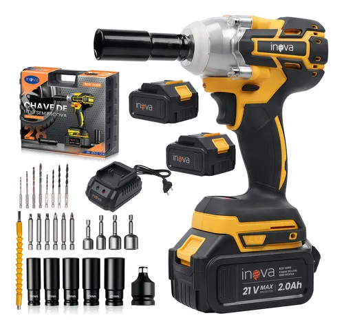 Parafusadeira Chave de Impacto Sem Fio Inova SCR-12909 21V 300N.m com 2 Baterias 3000mAh