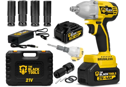 Chave De Impacto A Bateria 21V 1/2″ Pol 2400 Rpm Bivolt Com Acessórios E Maleta The Black Tools